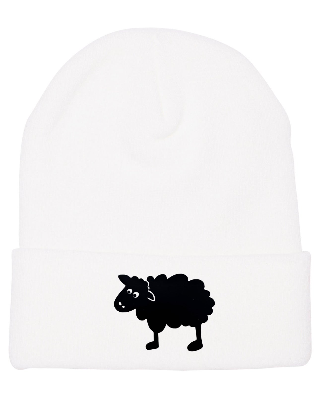 White beanie with black sheep logo