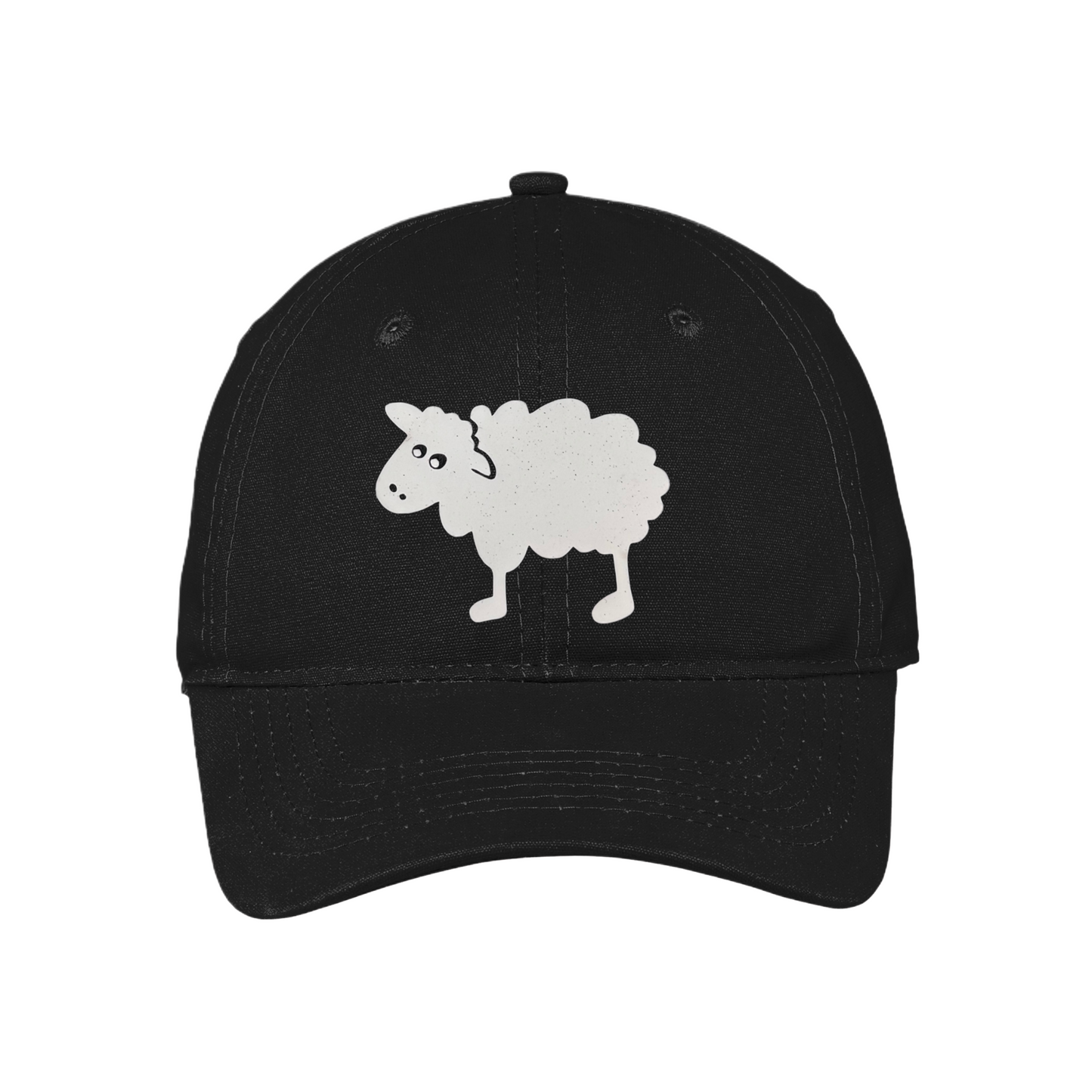 White unisex cap featuring the white sheep by Aquamala
