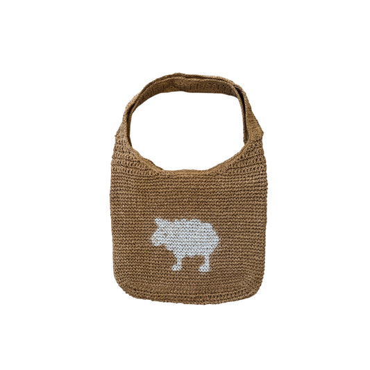 White Sheep Straw Tote