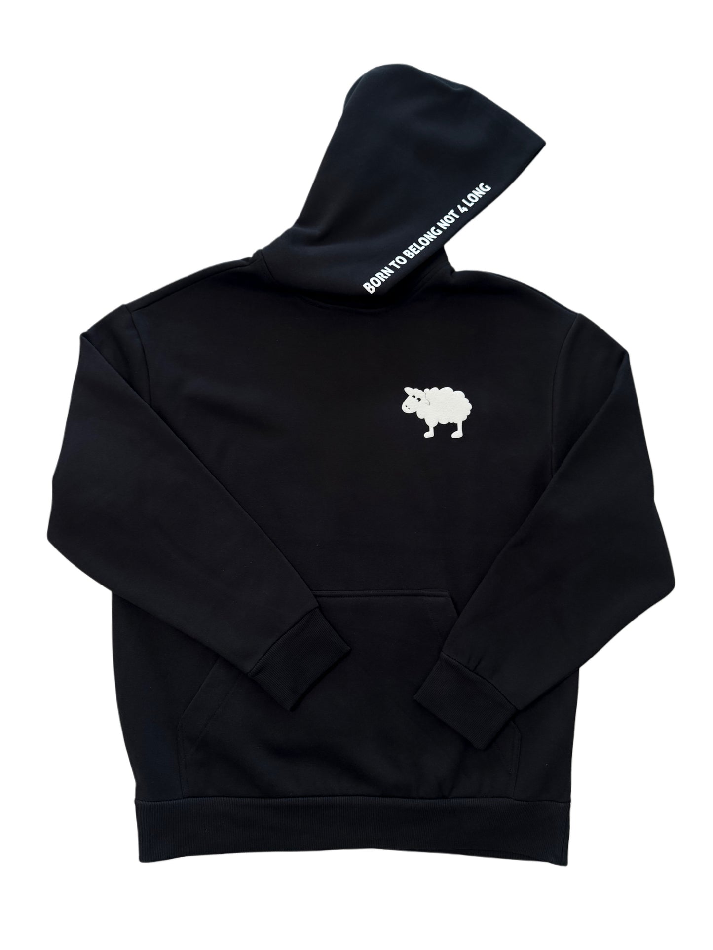 Black hoodie with white sheep graphic - Aquamala White Sheep Hoodie
